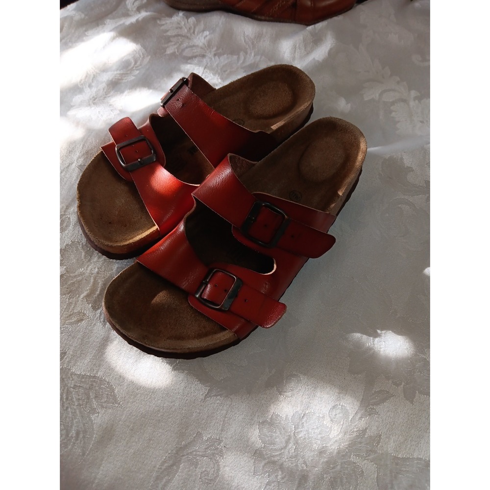 Cushionare Sandals Women's Size 11W Mens 8.5-9W Soft Dark Brown Oxblood Cork EUC